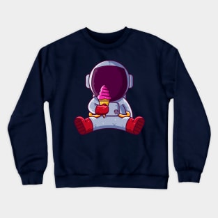 Cute Astronaut Eating Ice Cream Cartoon Crewneck Sweatshirt